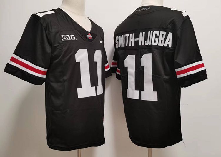 Men Ohio State Buckeyes #11 Smith-Njigba Black Nike 2025 NCAA Jersey style 1->ncaa teams->NCAA Jersey